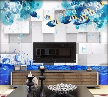 beibehang Настройте обои любого размера фреска 3d современный подводный мир мода тропические рыбы ТВ фоновые обои украшение 12
