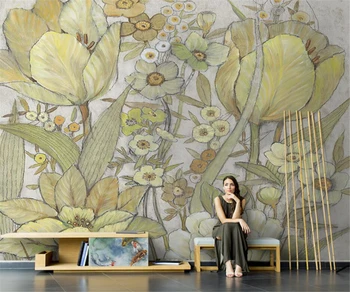 beibehang Пользовательские американские растения ручной росписи, садовые цветы, гостиная, ТВ-фон, обои, обои для домашнего декора