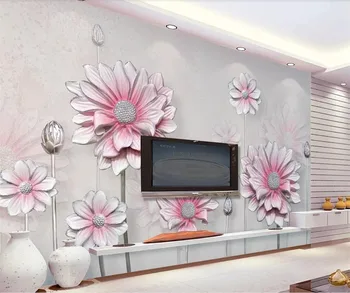 beibehang Пользовательские большие обои 3d фрески свежий розовый Papel de parede цветы ТВ фон настенная роспись papel de parede обои 6
