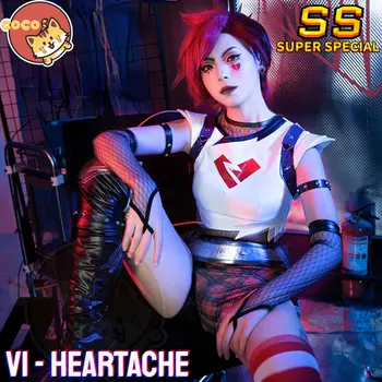 CoCos-SS Игра LOL Heartache Vi Косплей Костюм LOL Косплей Сердцееда Костюм Piltover Enforcer Vi 8
