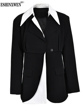 Eshin Контрастного цвета, Однобортные пальто в стиле пэчворк с длинным рукавом, топы для женщин, Осенняя мода 2023, Женский Новый костюм TH4407