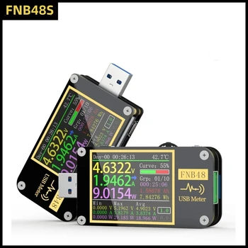 FNB48S PD Триггер Вольтметр Амперметр Тока И Вольтметр USB Тестер QC4 + PD3.0 2.0 PPS Протокол Быстрой зарядки Тест Емкости 5