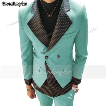 Gwenhwyfar Модный высококачественный сшитый на заказ повседневный блейзер Мужской Корейский уличный Ретро двубортный мужской костюм