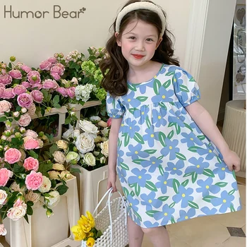 Humor Bear, Летняя детская одежда в стиле Лолиты синего цвета с цветочным рисунком, повседневные элегантные детские платья для подростков, праздничное платье сказочной принцессы 17