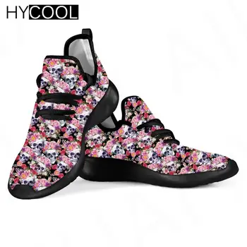 HYCOOL Модная Летняя Сетчатая Воздушная Спортивная Обувь Sugar Skull С Цветочным Принтом, Уличные Дышащие Кроссовки Для Бега Zapatillas Mujer 10