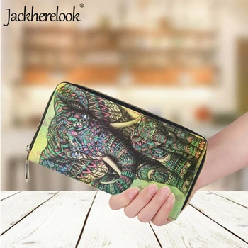Jackherelook Роскошный кожаный длинный кошелек для женщин, модный тренд, Новый Деловой кошелек для банковских карт с полинезийским слоном, Кошелек для покупок 4