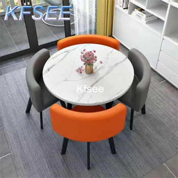 Kfsee 1 комплект Prodgf Круглый обеденный стол длиной 80 см и 4 стула 6