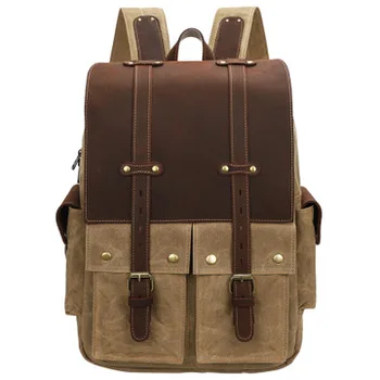 M367 Новый Европейский И Американский Ретро Мужской Холщовый рюкзак Большой Емкости 15-Дюймовый Компьютерный Открытый Рюкзак Crazy Horse Для путешествий 2