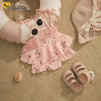 ma & baby 3-24 м, Купальник для новорожденных девочек, Топы с цветочным рисунком, Шорты с оборками, купальники, Летняя пляжная одежда, купальный костюм 10