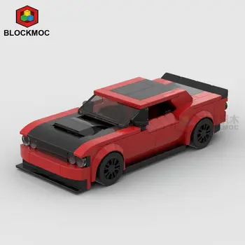 MOC Bricks Dodge Challenger Srt Demon Racing Спортивный Автомобиль Чемпион Скорости Автомобиля Гонщик Строительные Блоки Гаражные Игрушки Для Мальчиков Подарки 7