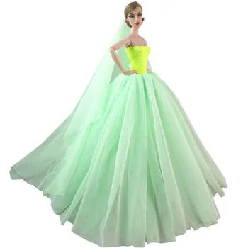 NK Official 1 шт. Зеленый чехол Drfess для модной одежды Barbie в окружении множества свадебных платьев принцессы с большой юбкой 7