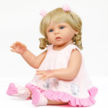 NPK 48 см, возрожденная силиконовая детская мягкая игрушка для ванны, водонепроницаемая девочка со светлыми волосами, кукла ручной работы для детского подарка