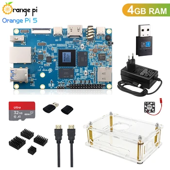Orange Pi 5 4GB Rockchip RK3588S PCIE Модуль Внешний WiFi + BT SSD Гигабитный Ethernet Одноплатный Компьютер Под управлением ОС Android Debian 8