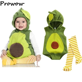 Prowow Детский костюм Авокадо Для девочек, комбинезон с капюшоном, боди с героями мультфильмов и полосатые чулки, одежда для фотосъемки новорожденных мальчиков