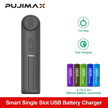 PUJIMAX 1 Слот 18650 Зарядное Устройство Smart Charging Для 26650 18350 18490 14500 26700 26500 Литий-ионная Аккумуляторная Батарея Зарядное Устройство