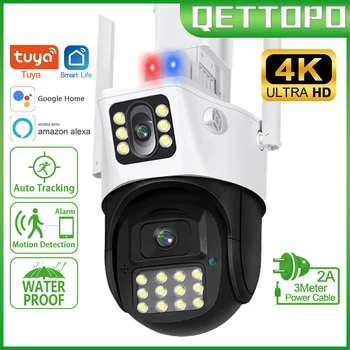 Qettopo 4K 8-Мегапиксельная PTZ-камера Wi-Fi с двумя объективами, Двухэкранный искусственный Интеллект, Автоматическое отслеживание человека, Наружная 4-Мегапиксельная камера видеонаблюдения Tuya 12