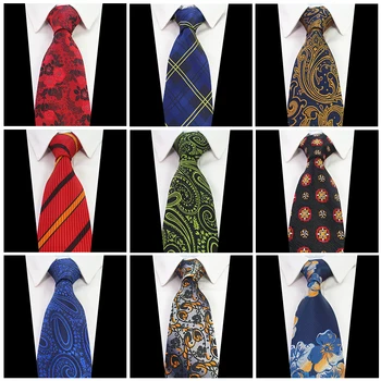 Ricnais Новый дизайн 8 см Мужские галстуки Пейсли Клетчатый Шелковый Жаккардовый галстук Цветочные галстуки для мужского костюма Деловой Свадебный галстук 13