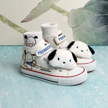 Sanrio Kawali Pochacco/ детская парусиновая обувь с высоким берцем на мягкой подошве с граффити в стиле аниме для девочек на день рождения, подарочные игрушки для детей