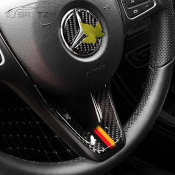 SRXTZM Эмблема Рулевого Колеса Автомобиля Наклейка В Стиле Углеродного Волокна Для Mercedes Benz C Class W204 W205 W211 W203 GLA Высокого Качества 17