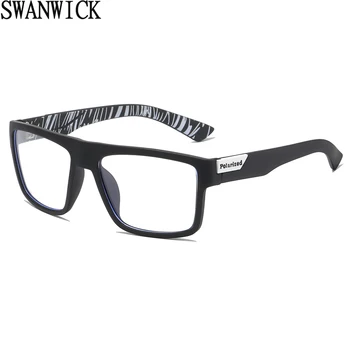 Swanwick унисекс, синие светозащитные очки, квадратные мужские прозрачные линзы, спортивные очки в стиле ретро для женщин, черные, серые подарочные изделия 8