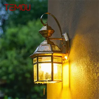 TEMOU Ретро Открытый Латунный настенный светильник Водонепроницаемый IP65 Бра Светодиодный Светильник для домашнего крыльца и внутреннего двора 12