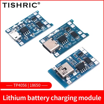 TISHRIC 5V 1A TYPE-C Mini Micro USB TP4056 18650, Модуль зарядки литиевой батареи с защитой, двойные функции 7