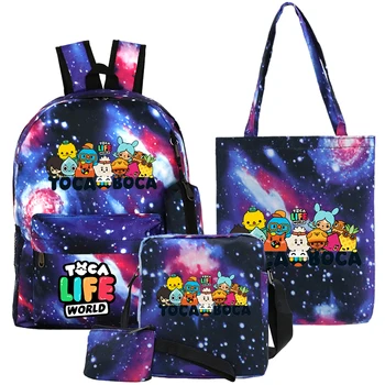 Toca Life World 5 шт./компл. Школьный рюкзак Студенческий Большой емкости Школьный рюкзак Милая Мультяшная сумка-тоут Кошелек для монет Детские сумки для ручек