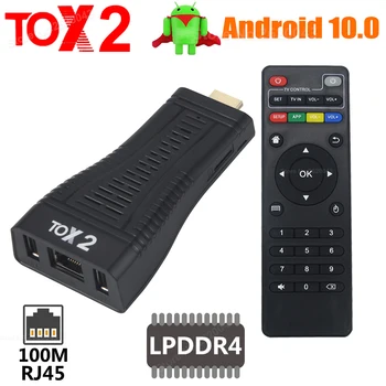 TOX2 Mini TV Stick DDR4 2 ГБ ОПЕРАТИВНОЙ ПАМЯТИ 16 ГБ ПЗУ 100 М ЛОКАЛЬНОЙ сети RJ45 Smart Android 10 TV Box 2,4 G 5G WiFi Bluetooth 4,0 4K HD TVBOX vs TOX1 12
