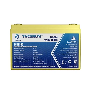 Tycorun 12v 100ah солнечная литий-железо-фосфатная аккумуляторная батарея глубокого цикла lifepo4 packs 8