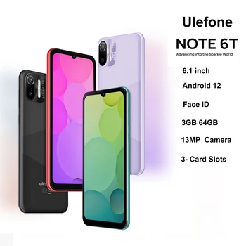 Ulefone Note 6T 3 ГБ 64 ГБ Face ID ID 6,1 дюймов Android 12 MTK6761 WB четырехъядерный 4G Netwok Смартфон с двумя Sim-картами 3