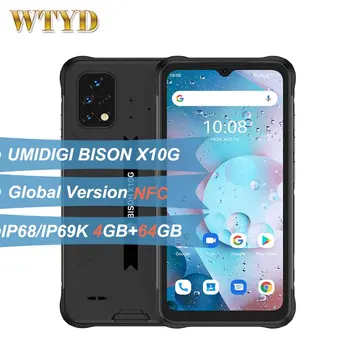 UMIDIGI BISON X10G NFC IP68 Водонепроницаемый 4G Мобильный Телефон 6,53 ' 4 ГБ 64 ГБ Android 11 Тройная Камера заднего вида 6150 мАч Face ID Смартфон 5