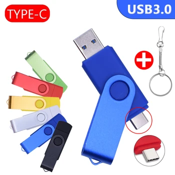 USB 3.0 TYPE C USB Флэш-накопитель OTG Pen Drive 512 ГБ 256 ГБ 128 ГБ 64 ГБ 32 ГБ 16 ГБ USB-накопитель 2 в 1 Высокоскоростной Водонепроницаемый Флешка 7