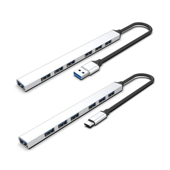 USB-концентратор 3.0 Multi USB Splitter 7 USB-портов 3.0 2.0 Светодиодная индикация для Lenovo Xiaomi Macbook Pro PC Hub USB 3 0 Док-станция 2