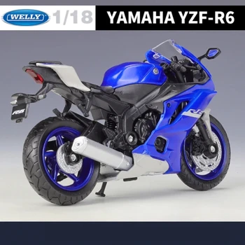Welly 1:18 Yamaha YZF-R6 Гоночная Модель Мотоцикла Из сплава, Отлитая под давлением Имитационная Металлическая Уличная Коллекция Моделей Мотоциклов, Подарок Для Детей 3