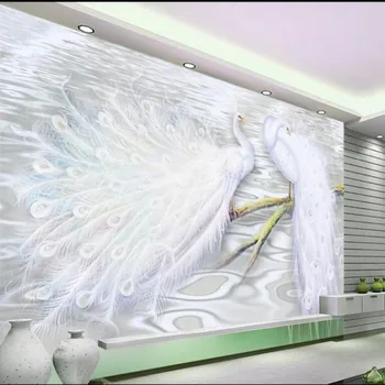 WELLYU 3D Пользовательские обои картинки романтической любви в одной тысяче 3d белый павлин ТВ фон стены фреска wallpaper3D 15