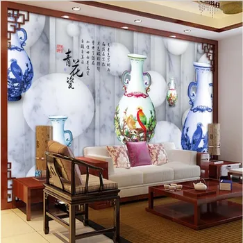 wellyu Заказные крупномасштабные фрески сине-белый фарфор прозрачный шар 3D модные китайские обои обои 5