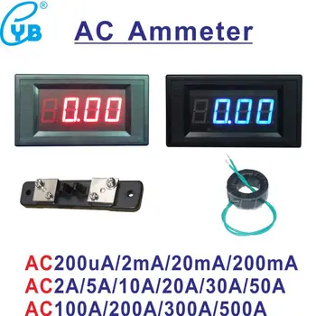 YB5135A AC Светодиодный Цифровой Измеритель тока Амперметр Переменного тока 200mA 2A 10A 50A 100A 200A 300A 500A Микроамперметр Milli Amp Meter ICL7107 9