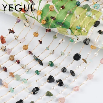YEGUI C198, цепочка своими руками, проходная, без никеля, 18-каратное позолоченное покрытие, медь, натуральный камень, изготовление ювелирных изделий, браслет-ожерелье своими руками, 1 м/лот 7