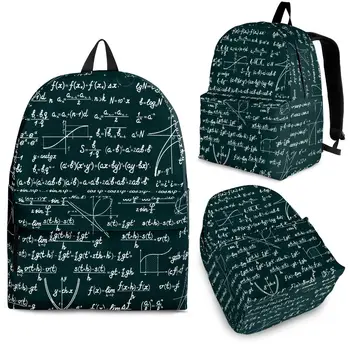 YIKELUO Темно-зеленая Математическая формула Прочный фирменный рюкзак на молнии Удобный Регулируемый плечевой ремень Рюкзак Студенческая сумка