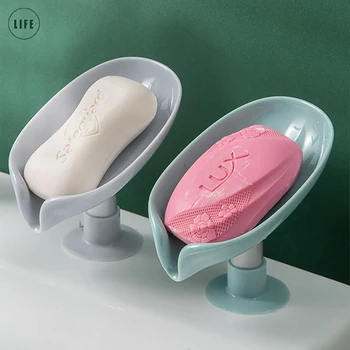 Youpin Пластиковая сливная мыльница в форме листа Креативный держатель Мыльница Многофункциональная присоска Стеллаж для хранения для ванной Кухни 5