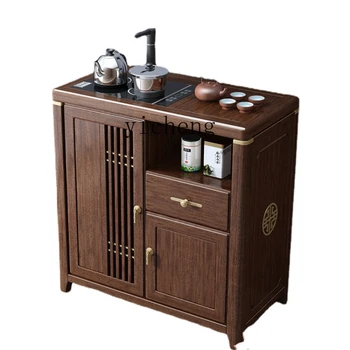 ZC Новый чайный шкафчик из массива дерева в китайском стиле, Ореховый бытовой многофункциональный чайный столик, Чайный шкафчик
