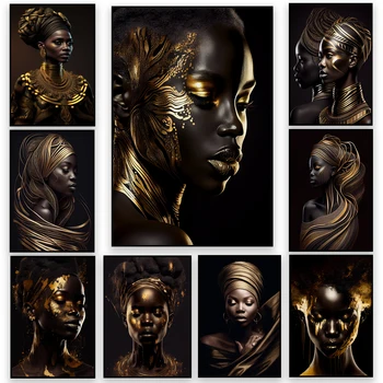 Абстрактный Плакат с Африканской Богиней, Африканская женщина, картина на холсте, Чернокожая Женщина, Этнический портрет, принты, Скандинавский Домашний Декор спальни 14