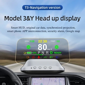 Автомобильный HUD 3D Датчик Отражения С Головным Дисплеем С Предупреждением О скорости, Спидометром, Дисплеем Батареи и GPS Для Tesla Model 3/Y (После 2019 года)