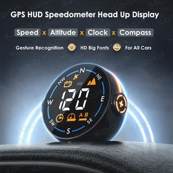 Автомобильный головной дисплей HUD, GPS, км/Ч, миль/ч, спидометр, система предупреждения о превышении скорости, подходящая для всех автомобилей, 5 В USB GPS спидометр