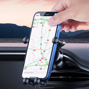Автомобильный держатель с гравитационным замком Универсальный для iPhone Huawei Samsung Xiaomi Air Vent mini Крепление для мобильного телефона Поддержка смартфона Подставка для GPS 15