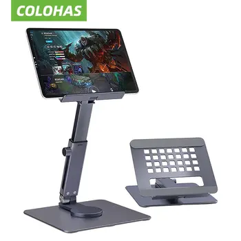 Алюминиевая подставка для планшета, стойка для стола, вращение на 360 °, Многоугловая регулировка высоты, Складной держатель, док-станция для планшета Xiaomi iPad, ноутбука