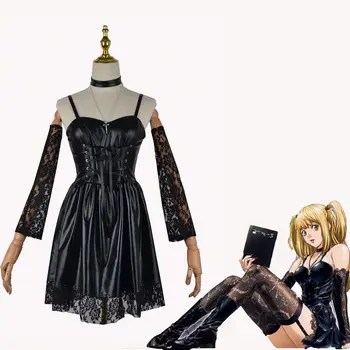 Аниме Death Note, Косплей Костюм, Кожаное Сексуальное платье Misa с кружевным нарукавником, Женская униформа для девочек, Костюм с париком. 5