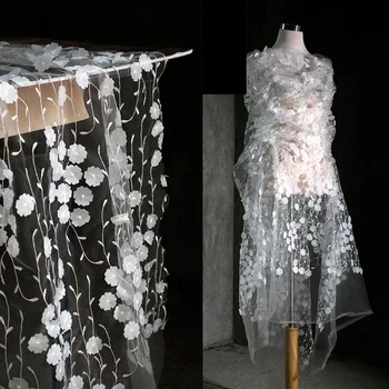 Аппликации с вышивкой в виде белого цветка 3D для пошива платьев невесты для свадебной вечеринки, элегантных вечерних платьев для женщин 2023