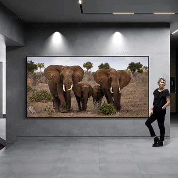 Африканский дикий слон Животные Живопись Настенное искусство Холст Плакат и принты Настенные панно для гостиной Украшение дома Cuadros