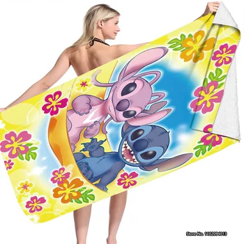 Банное полотенце с рисунком мультяшной строчки для детей и младенцев Прямоугольное полотенце с 3D цифровой печатью Пляжное полотенце из микрофибры 8